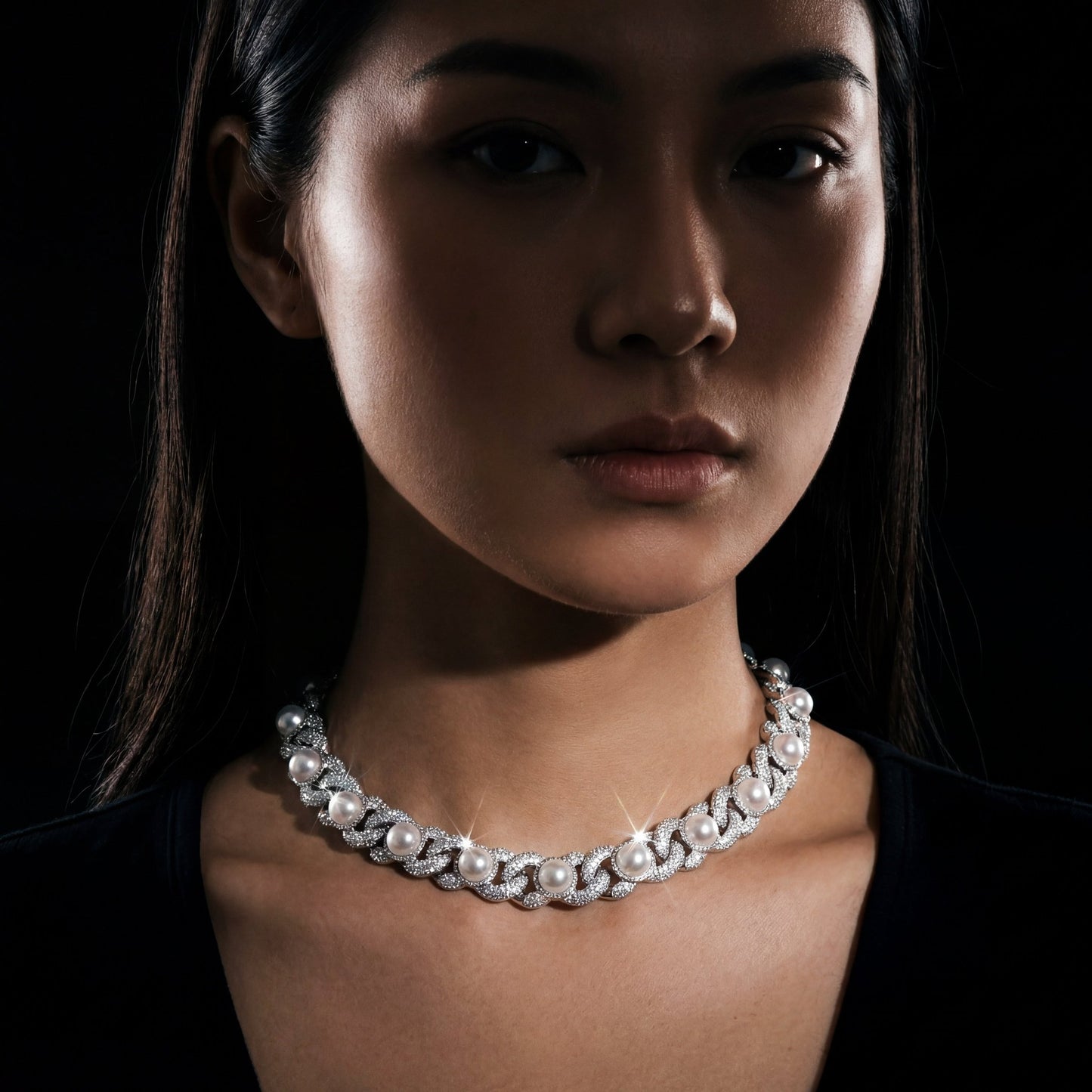 IMPERIAL (ICED PEARL NECKLACE) - 925 Silver w Moissanites - HC Grillz
