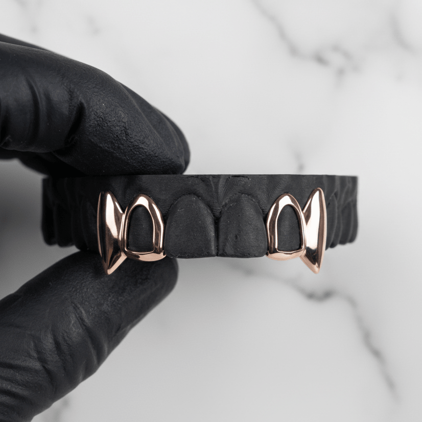 NOCTARA (GOLD PLATED FANG GRILLZ) - Rose - HC Grillz