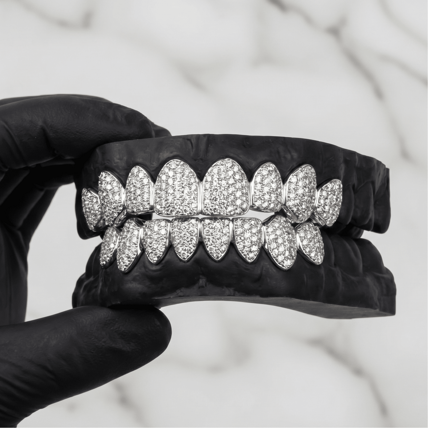 SOLACE (ICED OUT SILVER GRILLZ) - silver w moissanites - HC Grillz