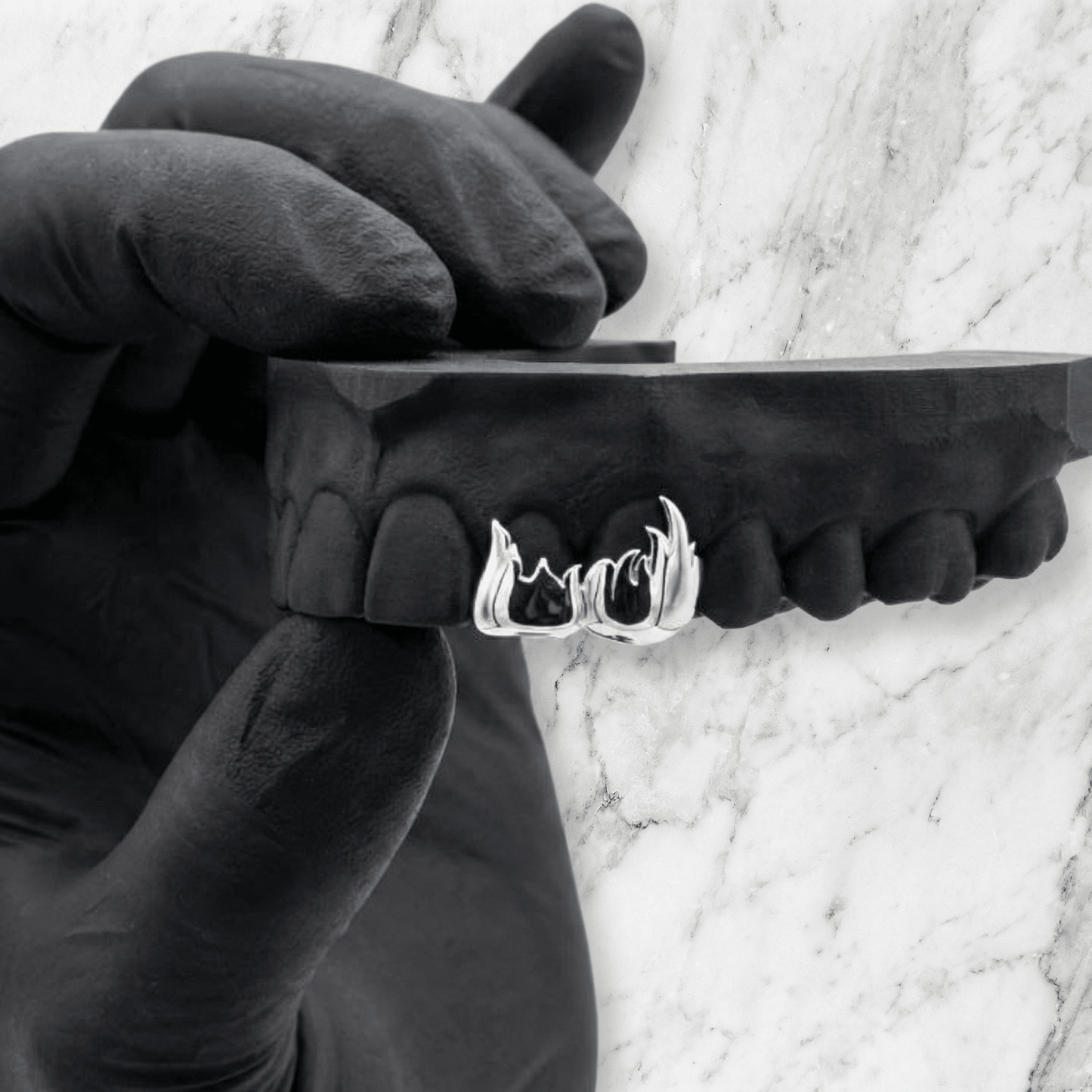 ARCYN (GOLD PLATED FLAME GRILLZ) - White - HC Grillz