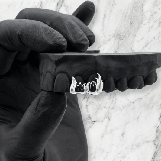 ARCYN (GOLD PLATED FLAME GRILLZ) - White - HC Grillz