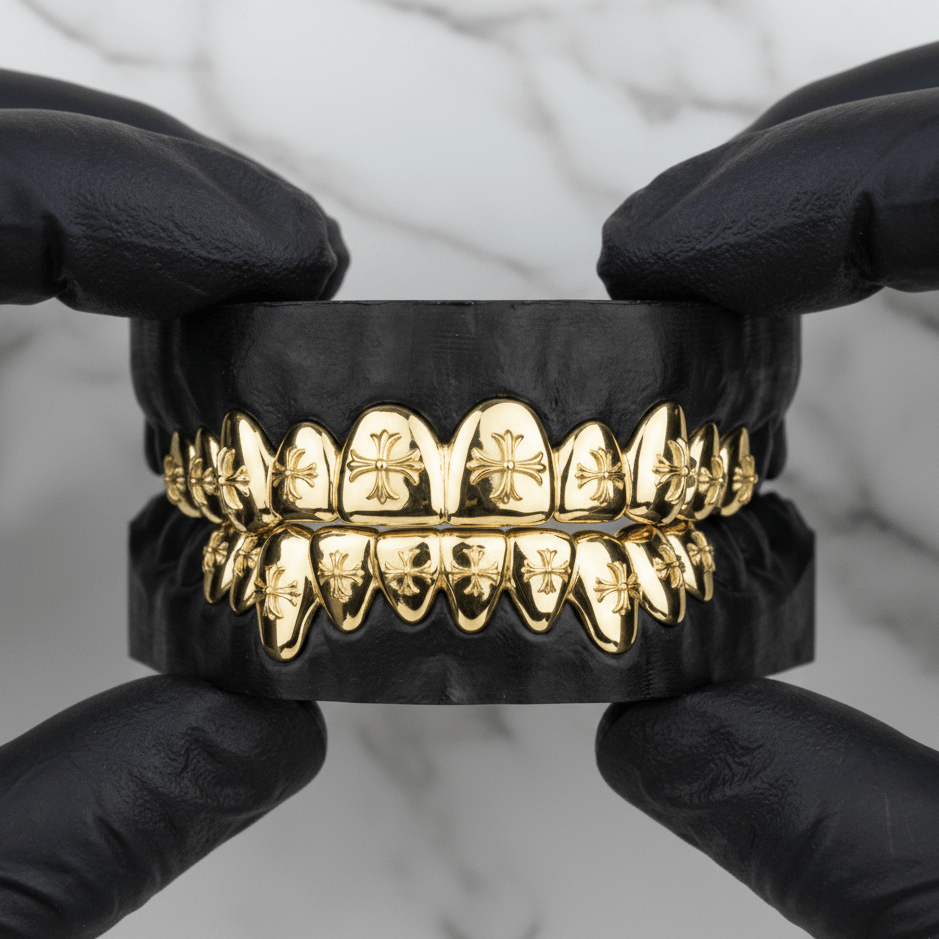 DIVINITY (20 PC GOLD CROSS GRILLZ) - Yellow - HC Grillz
