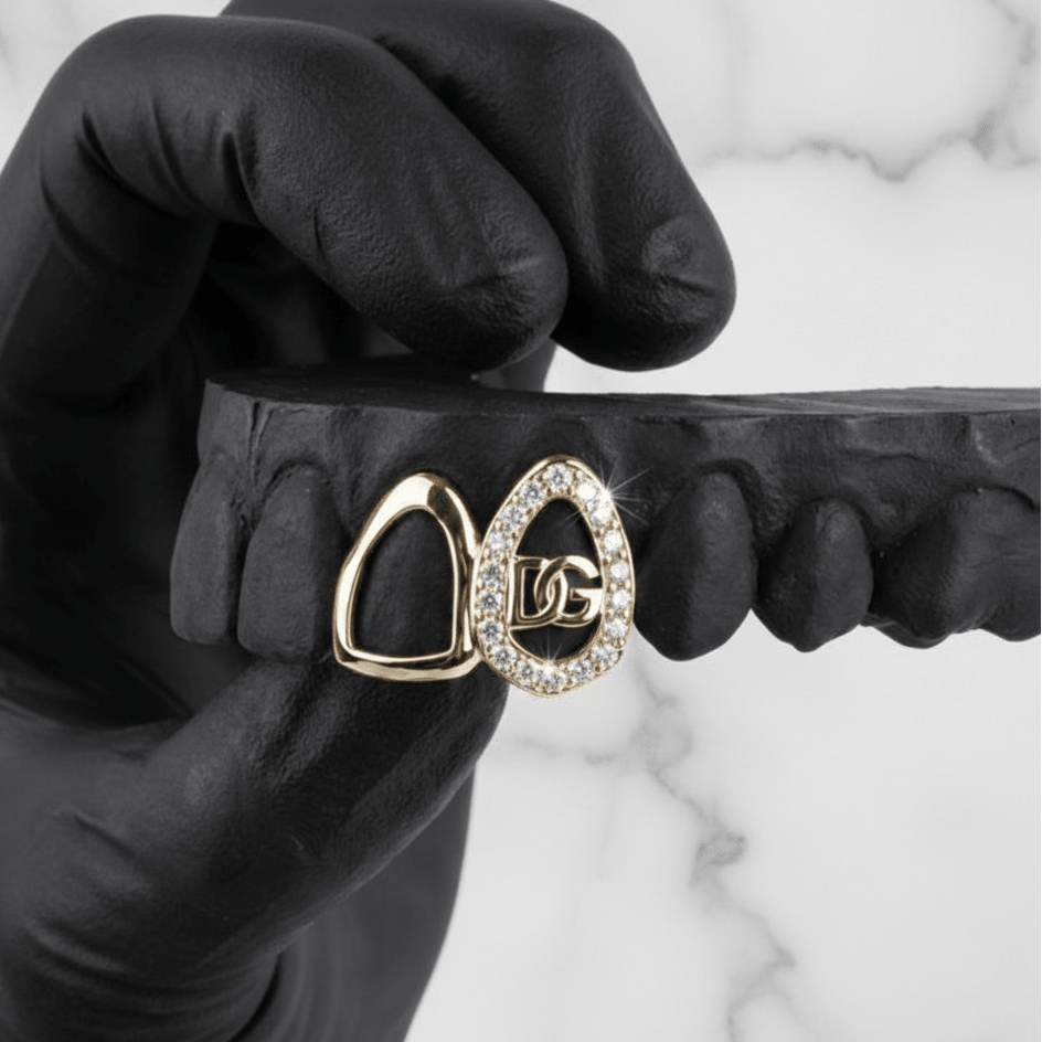 DYNASTY (GOLD PLATED CUSTOM LOGO GRILLZ) - Yellow - HC Grillz