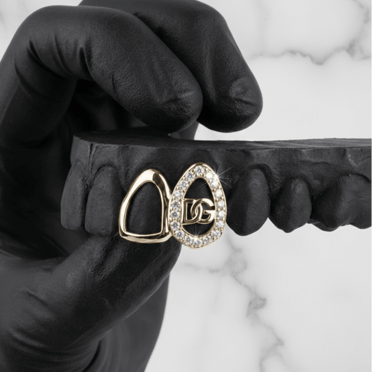 DYNASTY (GOLD PLATED CUSTOM LOGO GRILLZ) - Yellow - HC Grillz