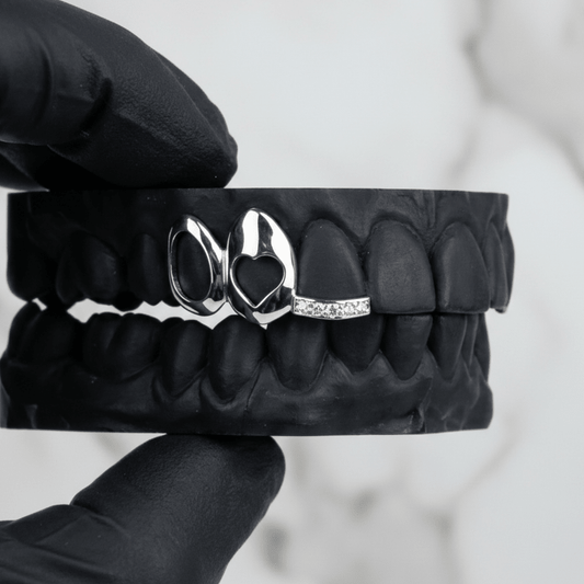 HORIZON (GOLD PLATED HEART GRILLZ) - White - HC Grillz