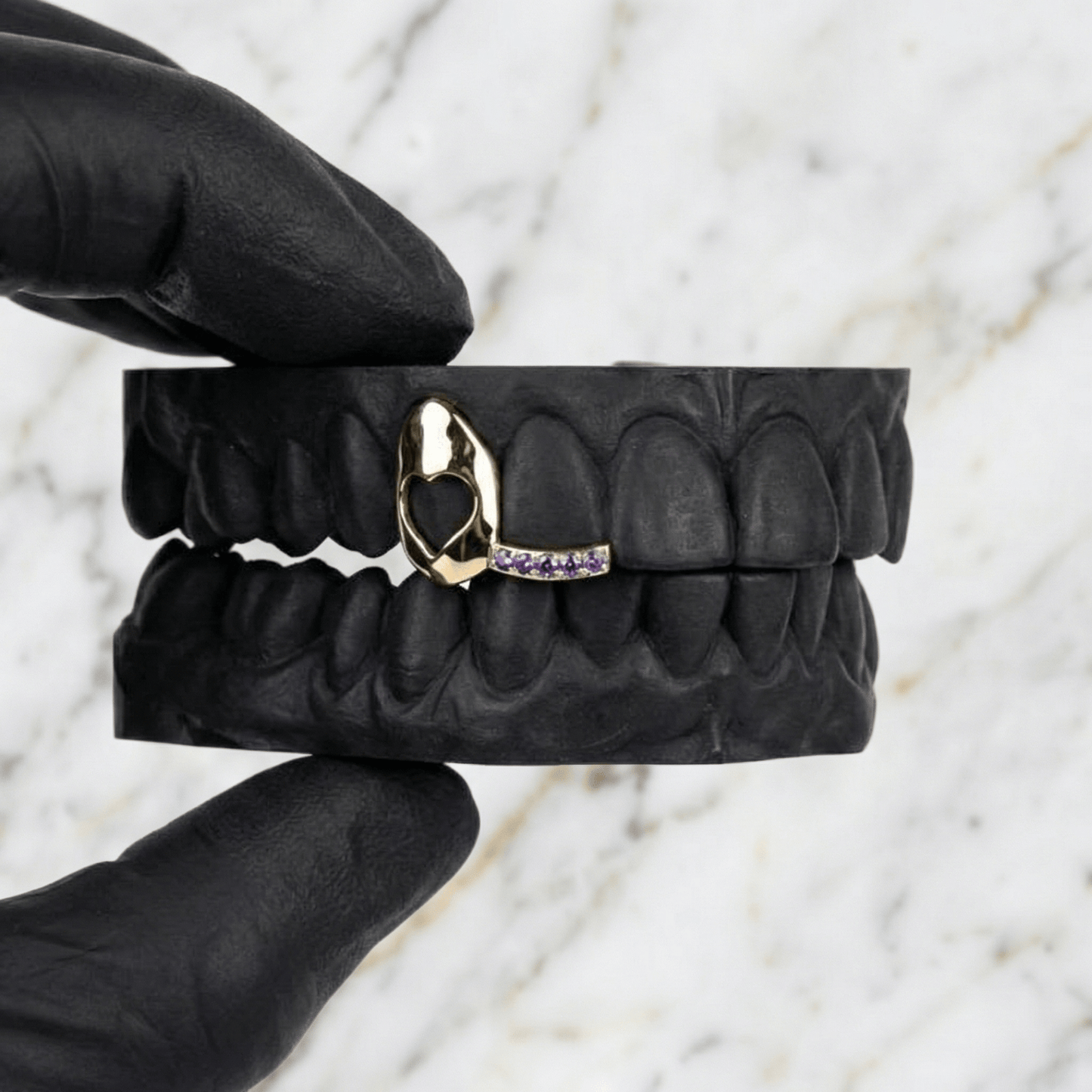 MIRAGE (GOLD PLATED HEART GRILLZ) - Yellow - HC Grillz