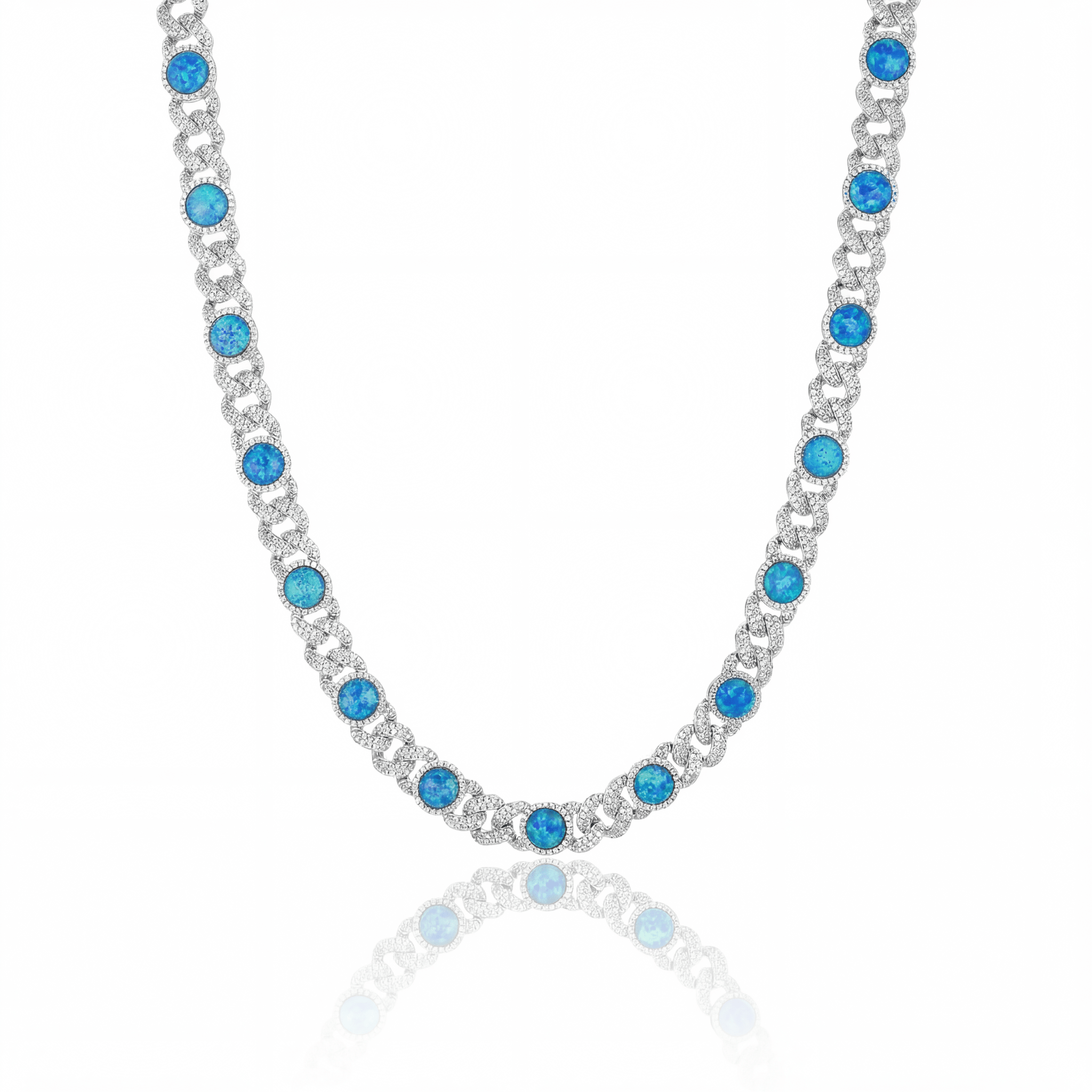 NEPTUNE (ICED OPAL NECKLACE) - 925 Silver w Moissanites - HC Grillz