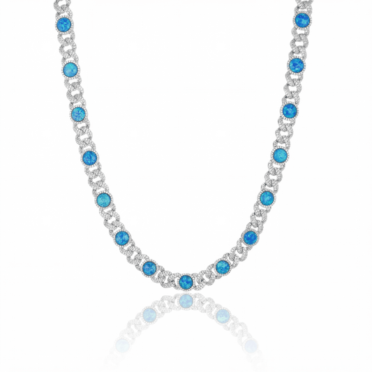 NEPTUNE (ICED OPAL NECKLACE) - 925 Silver w Moissanites - HC Grillz