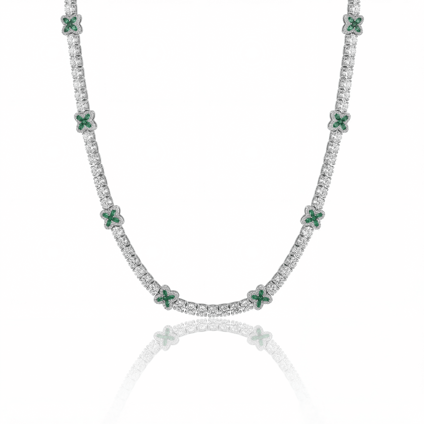 NEXAR (ICED CLOVER NECKLACE) - 925 Silver w Moissanites - HC Grillz