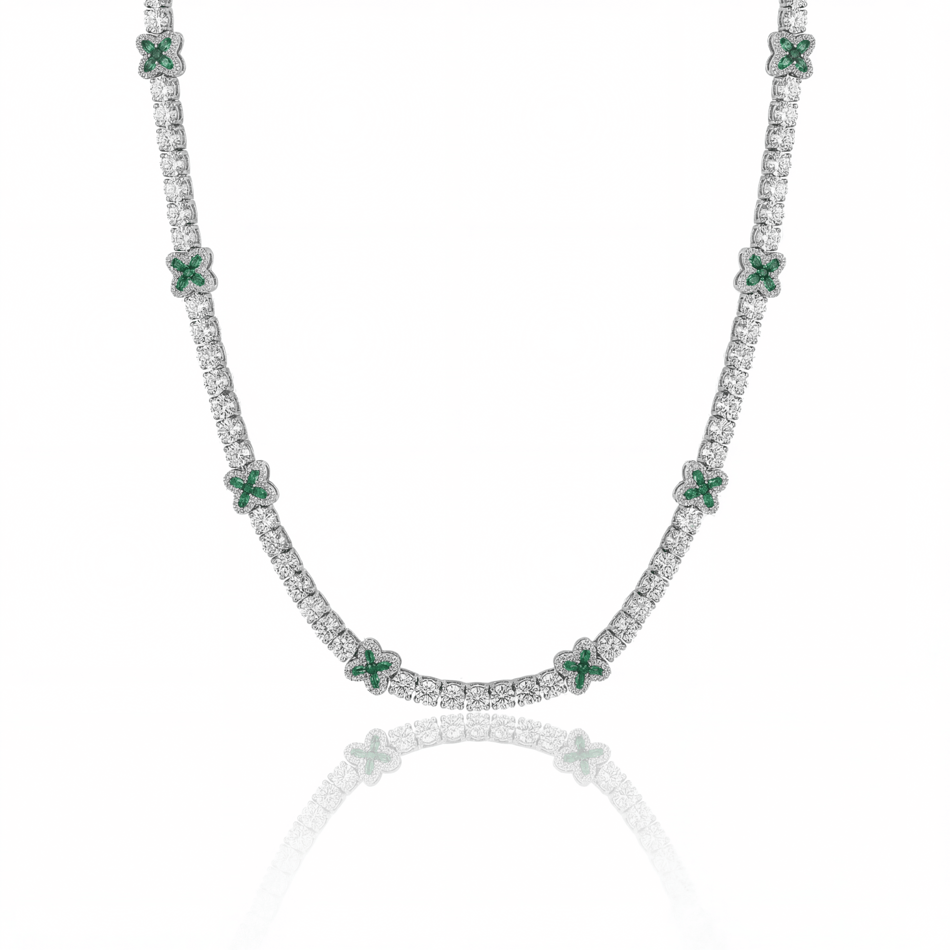 NEXAR (ICED CLOVER NECKLACE) - 925 Silver w Moissanites - HC Grillz