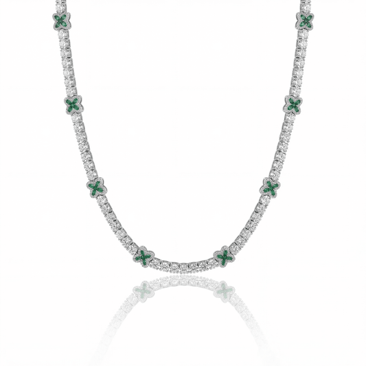 NEXAR (ICED CLOVER NECKLACE) - 925 Silver w Moissanites - HC Grillz