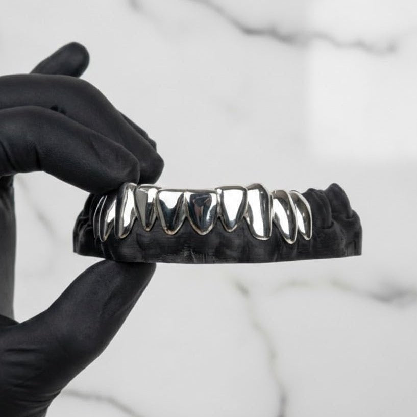 NEXIS (10 PC GOLD PLATED GRILLZ) - White - HC Grillz