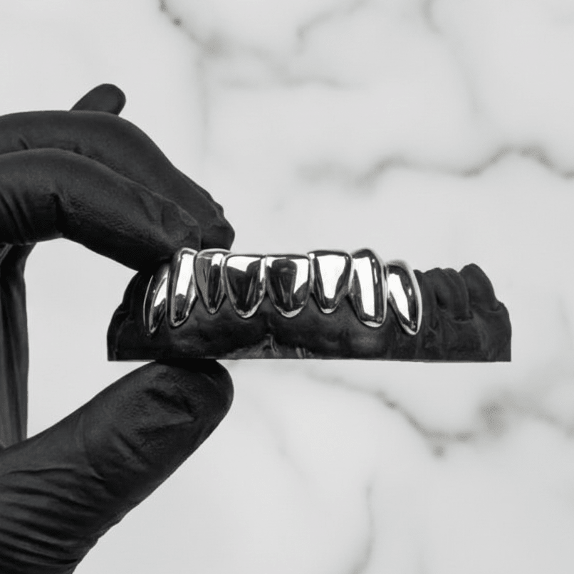 NEXIUM (8 PC GOLD PLATED GRILLZ) - White - HC Grillz