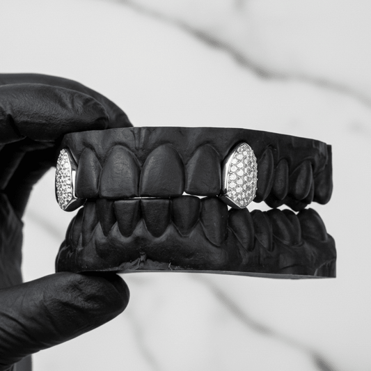 SENTINEL (ICED OUT GOLD GRILLZ) - 10k Gold & Diamonds - HC Grillz