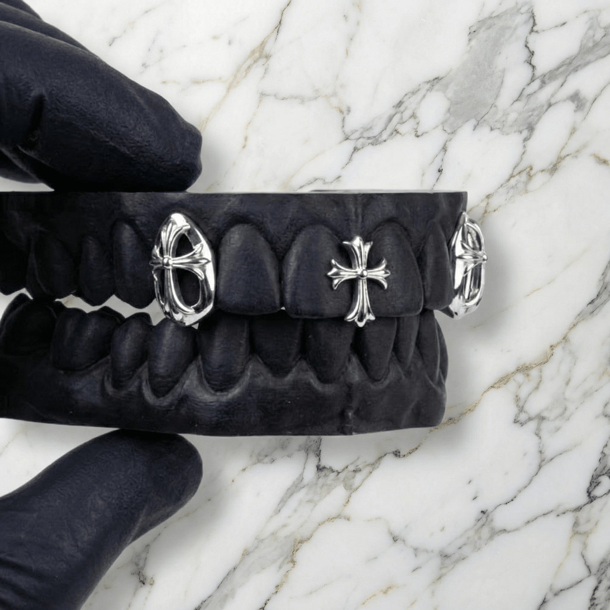 SERAPHIM (GOLD CHROME HEARTS GRILLZ) - White - HC Grillz