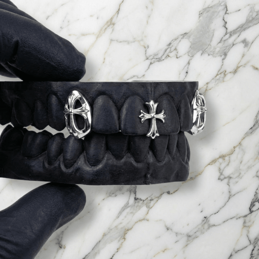 SERAPHIM (GOLD CHROME HEARTS GRILLZ) - White - HC Grillz