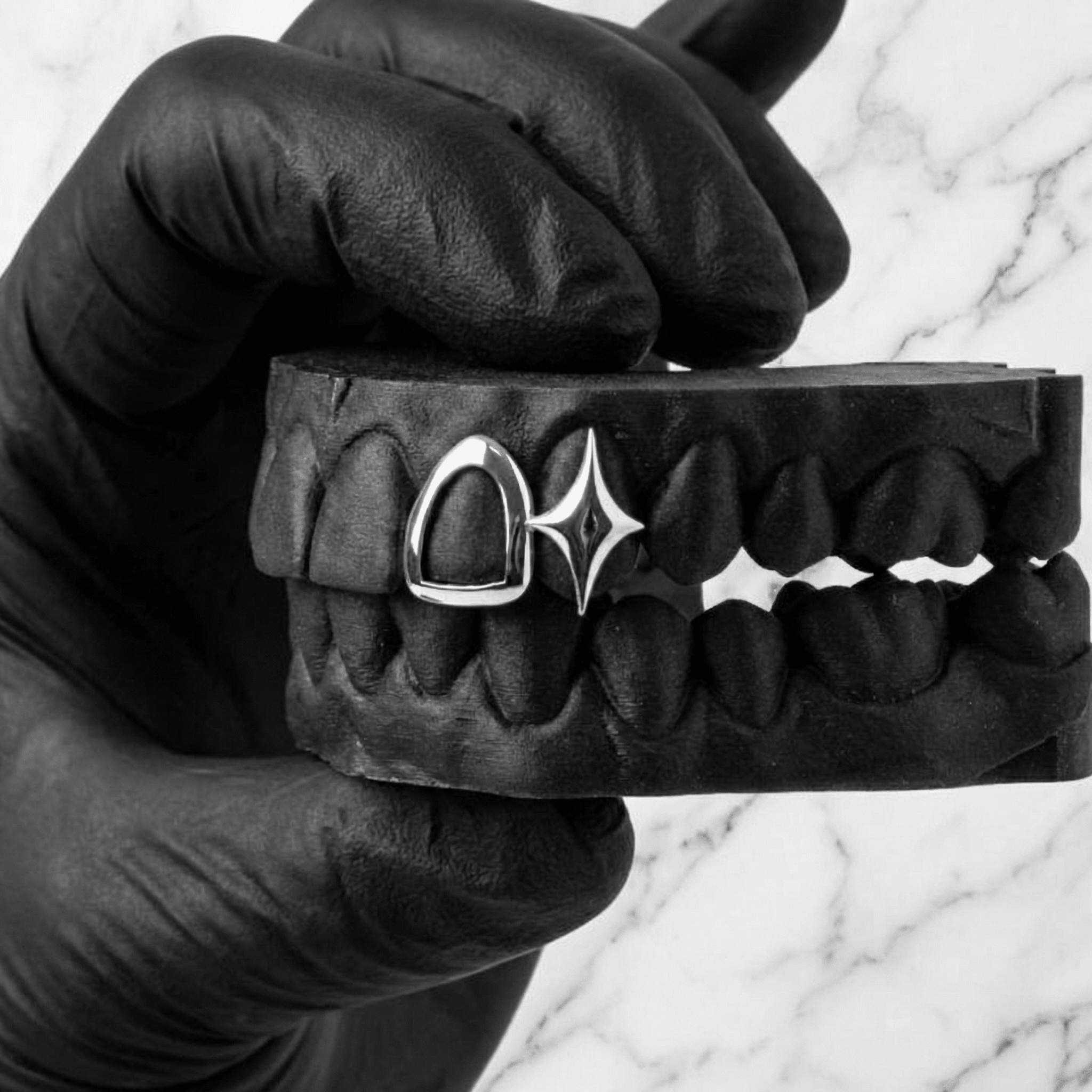 STARBOUND (GOLD PLATED STAR GRILLZ) - White - HC Grillz