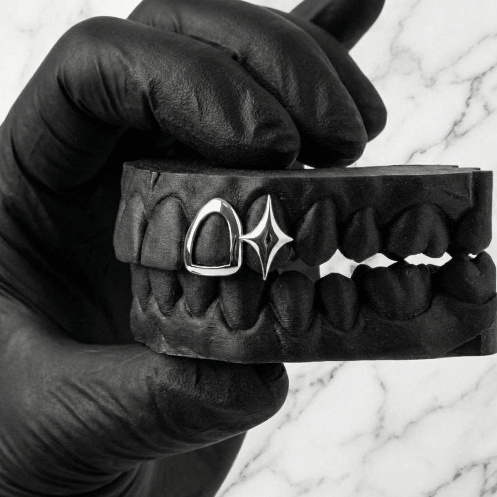 STARBOUND (GOLD PLATED STAR GRILLZ) - White - HC Grillz