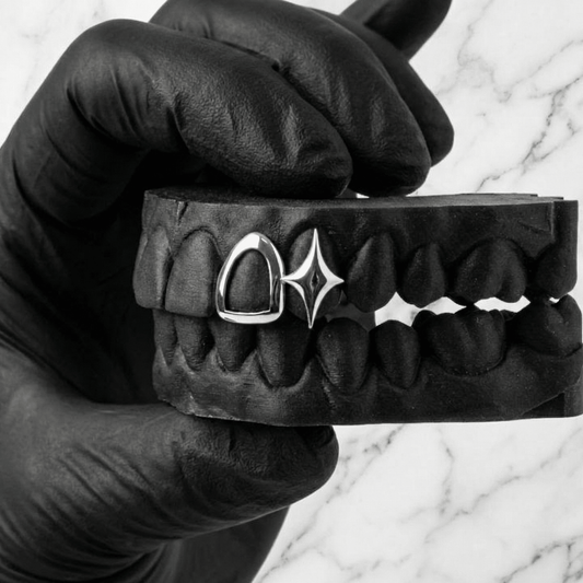 STARBOUND (GOLD PLATED STAR GRILLZ) - White - HC Grillz