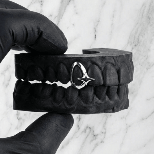 STELLAR (GOLD PLATED STAR GRILLZ) - White - HC Grillz